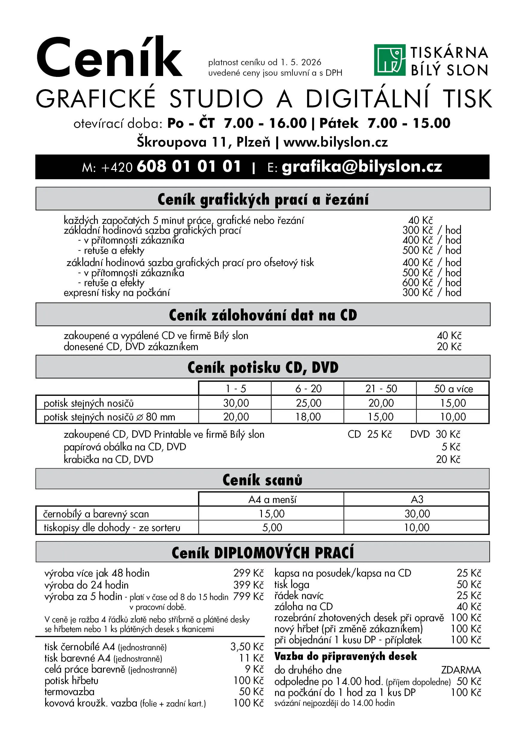 Ceník grafické studio