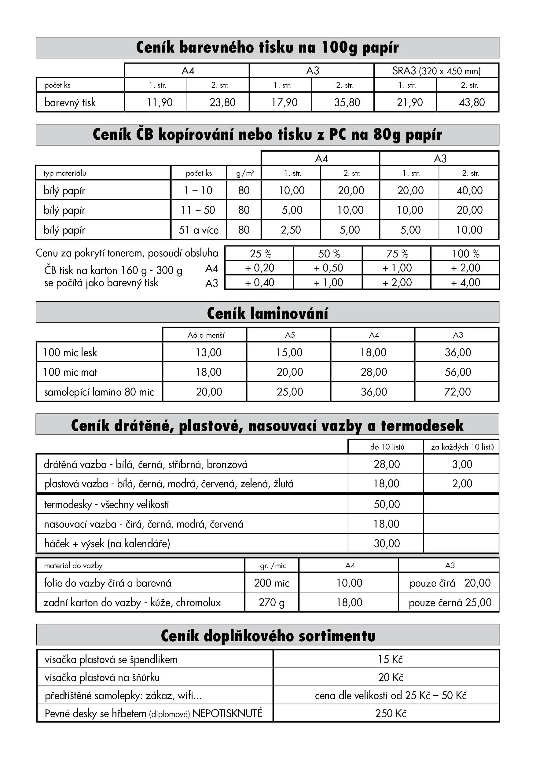 Ceník grafické studio